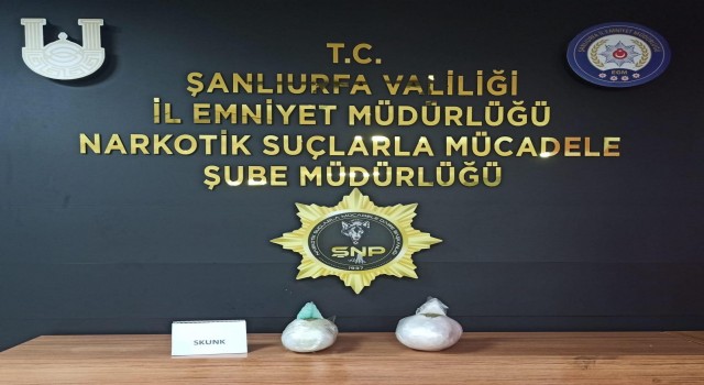 Şanlıurfada durdurulan otobüsten 2 kilo 100 gram skunk çıktı