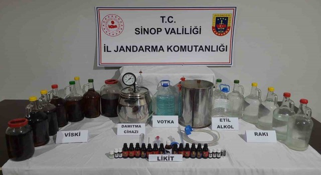 Sinopta 62,5 litre ev yapımı alkol ele geçirildi