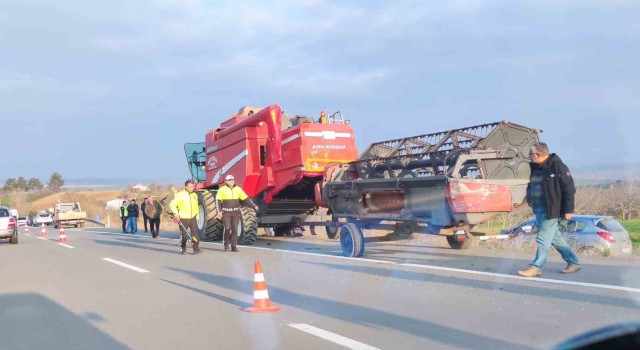 Tekirdağda otomobil biçerdövere çarptı: 1 ölü