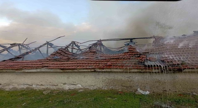 Yangında 300e yakın saman balyası yandı