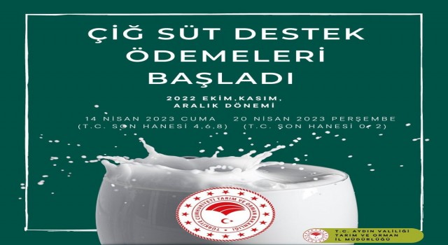 Aydında çiğ süt destekleme ödemeleri başladı