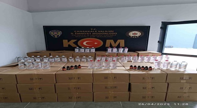 Çanakkalede alkol yapımında kullanılan 1633 litre yüzey temizleyici ele geçirildi