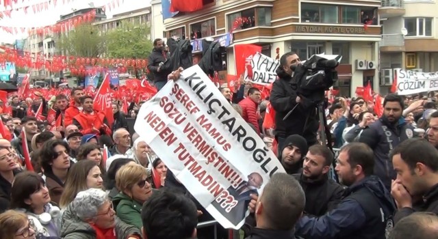 CHP mitinginde Kılıçdaroğluna tepki: “Şeref, namus sözü vermiştin, neden tutmadın?”