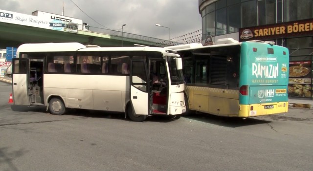 Esenyurtta freni patlayan minibüs, İETT otobüsüne çarptı: 6 yaralı