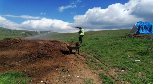 Gölbaşı Belediyesi larva ile mücadele ediyor