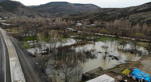 Gümüşhanede şiddetli yağışların ardından taşan Harşit Çayı nedeniyle bahçeler gölete döndü