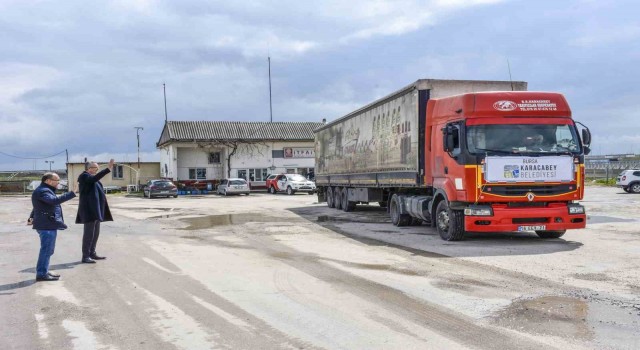Karacabeyden deprem bölgelerine yardım tırları gitmeye devam ediyor