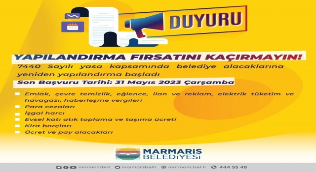 Marmariste belediye borçları yapılandırılıyor