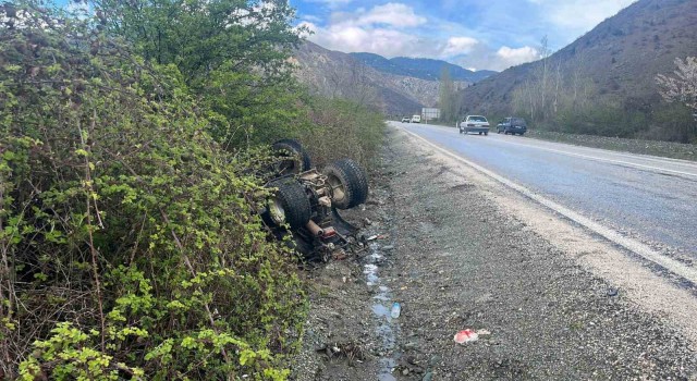 Şarampole devrilen ATVnin sürücüsü yaralandı
