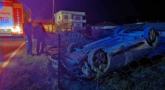 Susurlukta takla atan otomobilin sürücüsü yaralandı