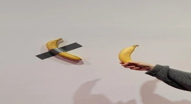 Aç olan öğrenci, müzede sanat eseri olarak sergilenen muzu yedi