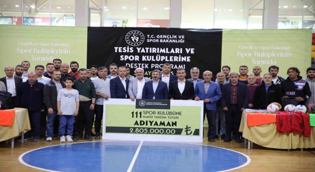 Adıyamanda ki spor kulüplerine 2 milyon 805 bin TLlik yardım