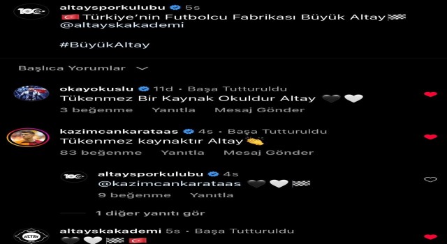 Altayın paylaşımına akademi oyuncuları yanıt verdi