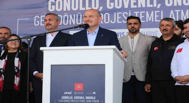 Bakan Soylu, Cerablusta ‘Güvenli Gönüllü Onurlu Geri Dönüş Projesinin temel atma törenine katıldı