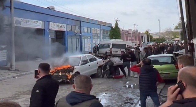 Bursada Metal Sanayideki yangında 4 iş yeri ve 3 araç hasar gördü