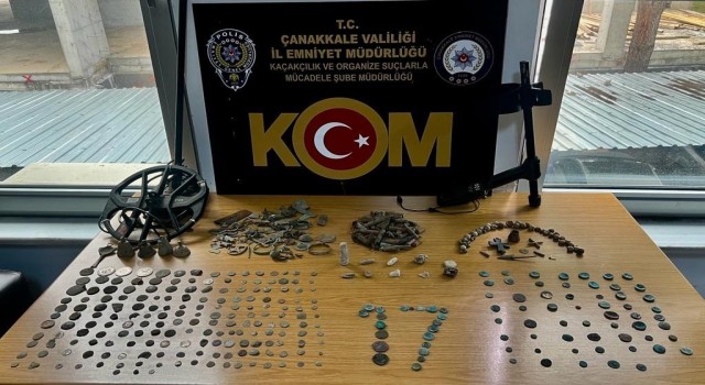 Çanakkalede 264 adet sikke ele geçirildi