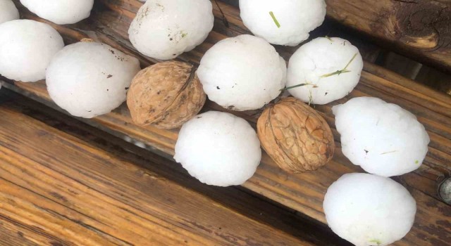 Denizliye ceviz büyüklüğünde dolu yağdı