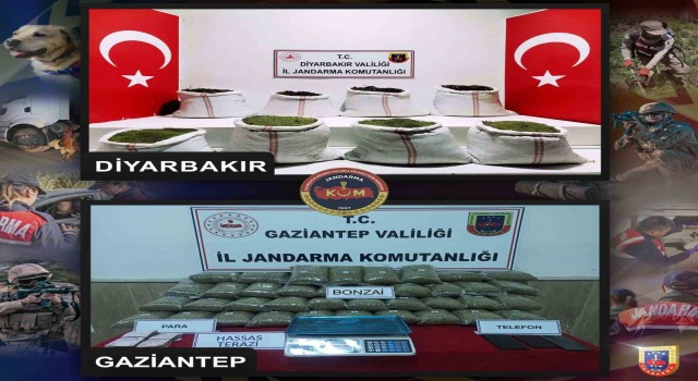 Diyarbakır ve Gaziantepte toplam 278 kilo uyuşturucu ele geçirildi