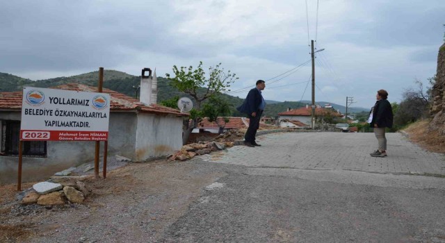 Gömeçte parke taş çalışmaları devam ediyor