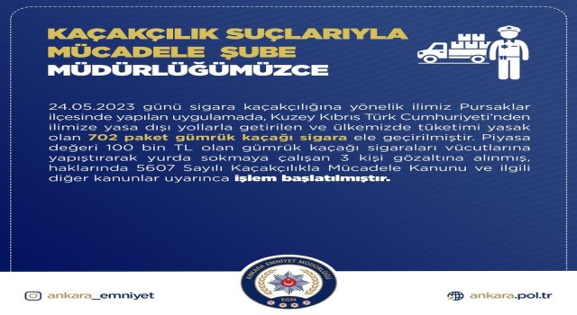 Gümrük kaçağı sigaraları Türkiyeye sokmaya çalışan 3 kişi gözaltına alındı