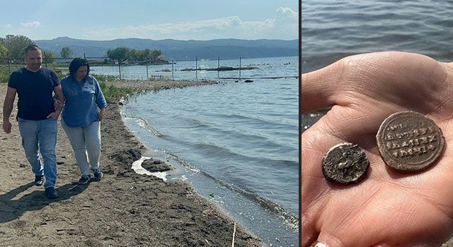 İznik gölü çekildi, tarihi sikkeler su yüzeyine çıktı