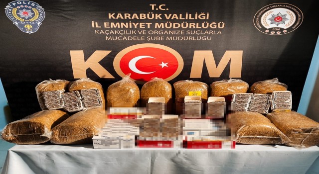 Karabükte 55 kilogram kaçak tütün ve 7 bin makaron ele geçirildi