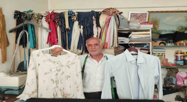 Mardinde 11 yaşında açtığı terzi dükkanında 53 yıldır kıyafet dikiyor