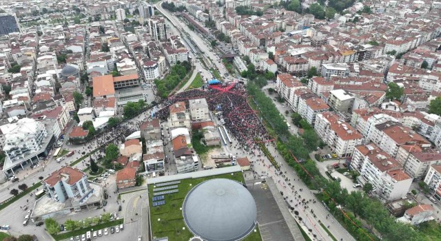 Millet İttifakının Bursa mitingi dron ile havadan görüntülendi