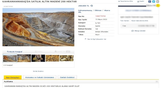 Sahibinden satılık ‘altın madeni ilanı şaşırttı