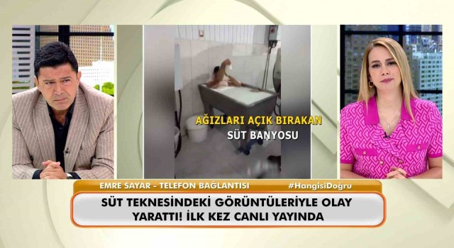Süt banyosu yapan işçi canlı yayında açıklama yaptı