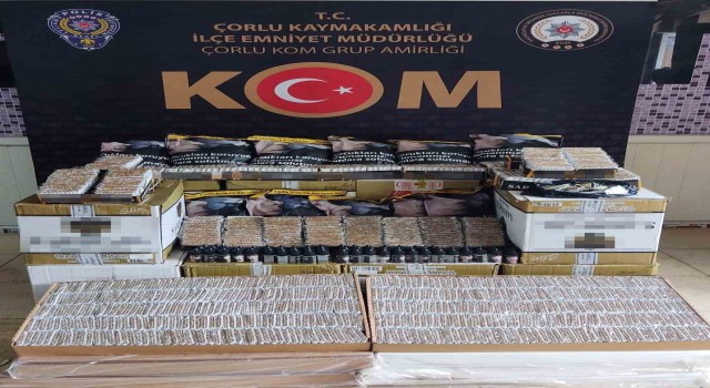 Tekirdağda 130 bin adet makaron ve 17 kilo kaçak tütün ele geçirildi