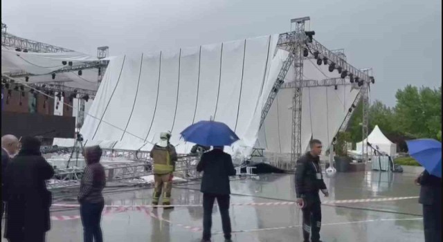 TOBBda platform şiddetli yağmur sebebiyle çöktü