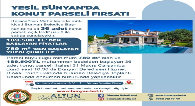 Yeşil Bünyanda konut parseli fırsatı