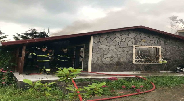 Yıldırım düşen villa alev topuna döndü