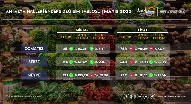 Antalyada sebze fiyatlarında yüzde 36,69 düşüş
