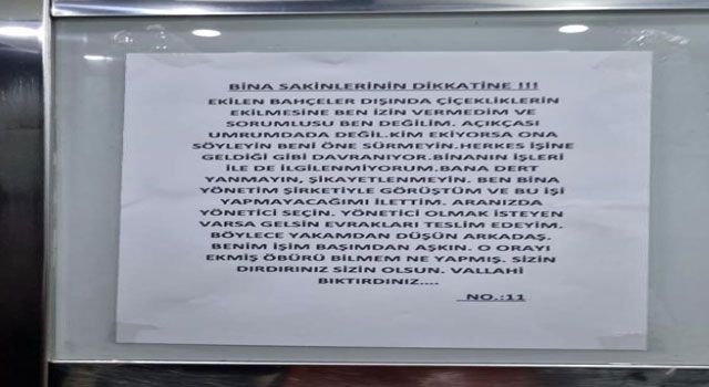 Apartman Yöneticisi isyan etti: “yakamdan düşün”