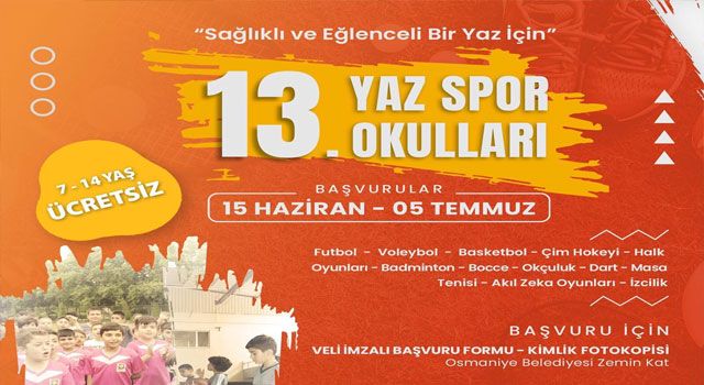 Çocuklar İçin Ücretsiz Yaz Spor Okulları Başlıyor