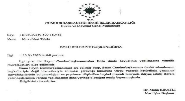 Cumhurbaşkanlığından Tanju Özcan’a “heykel” cevabı