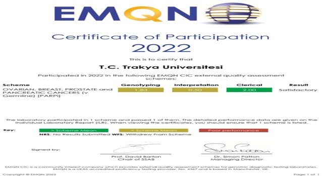 Genetik Hastalıklar Değerlendirme Merkezi uluslararası belgesi aldı