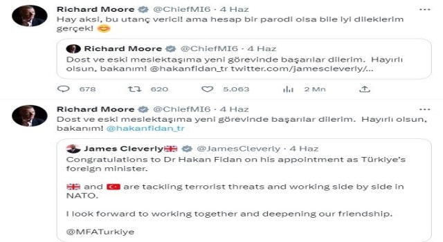 İngiltere Dış İstihbarat Servisi Başkanı Moore'dan Kalına esprili tebrik