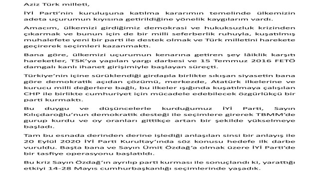 İYİ Parti Kurucu Genel Sekreteri Çıray, partisinden istifa etti
