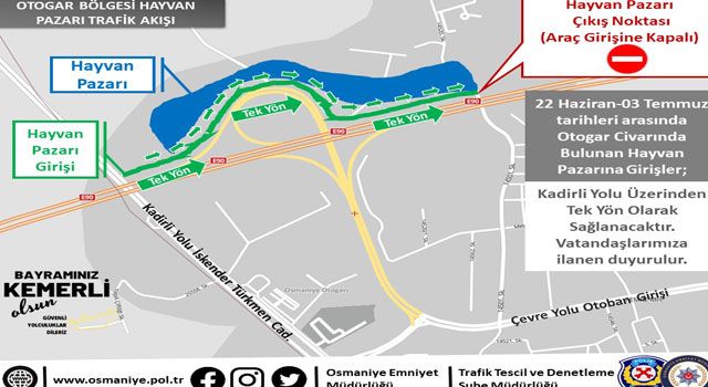 Osmaniye'de Kurban Bayramı için trafik düzenlemesi yapılacak