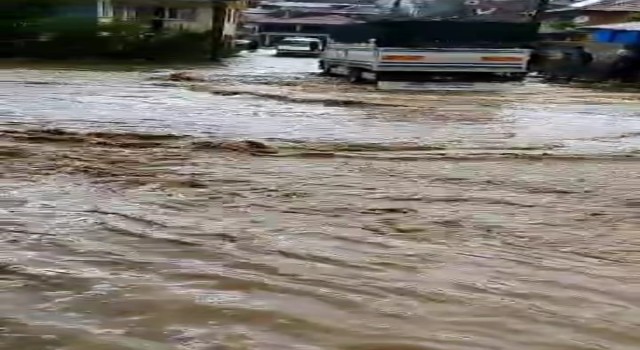 Sel sularının önüne ne geldiyse katıp sürüklediği anlar kamerada
