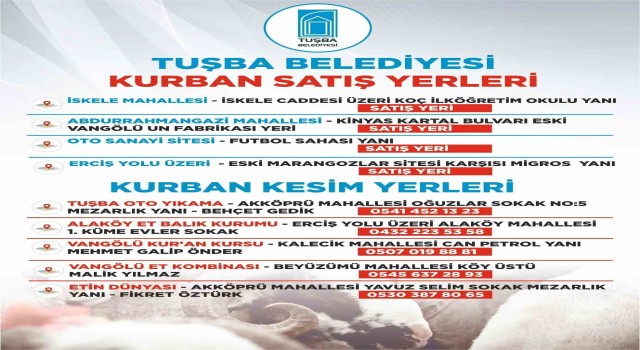 Tuşbada kurban satış ve kesim yerleri belirlendi