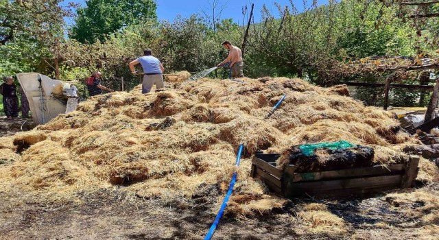 Amasyada yangında saman balyaları küle döndü