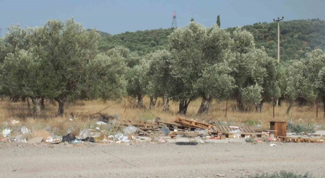 Burhaniyede çöplük yangınına köpüklü müdahale