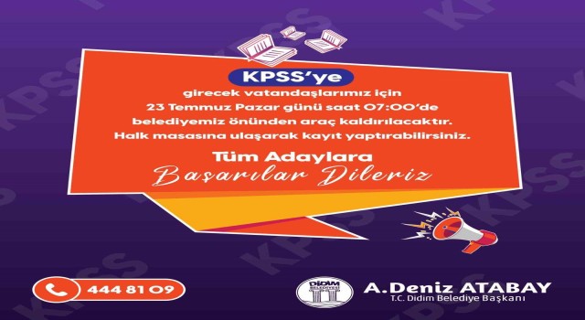 Didim Belediyesi'nden KPSSye girecekler için ücretsiz otobüs