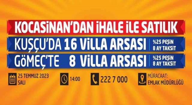 Kayserinin Denizinde yüzde 25 peşin, 8 ay taksitli villa arsası fırsatı