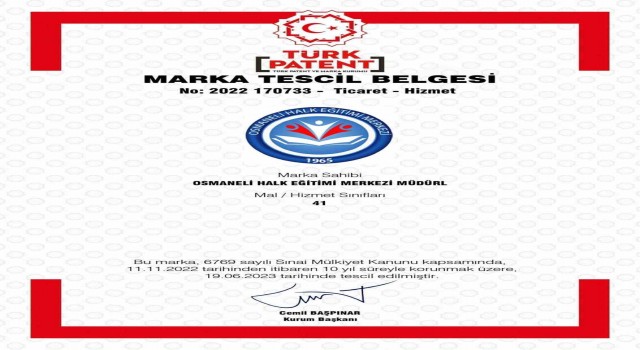 Osmaneli HEM, Marka Tescil Belgesi alan ilk eğitim kurumu oldu