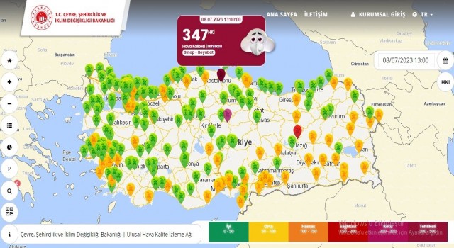 Türkiyede en kalitesiz hava Boyabatta